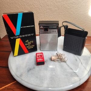 Viscount 14 Transistor Radio Box Earphone Case Vintage Portable Pocket